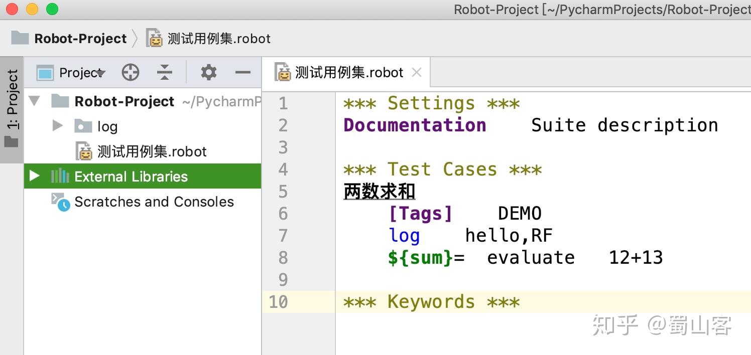 robotframework框架在pycharm当中编写robotframework测试用例
