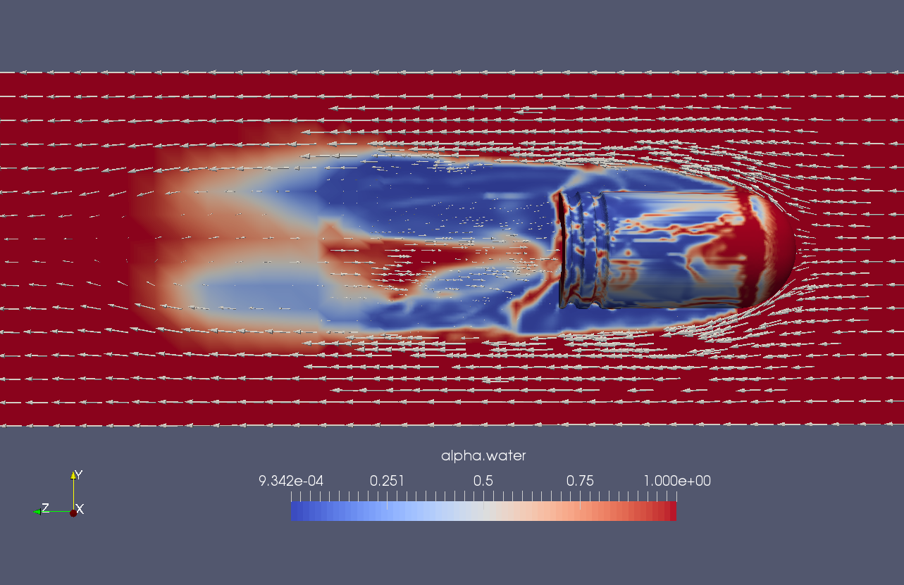 模拟弹头在水中的空化现象