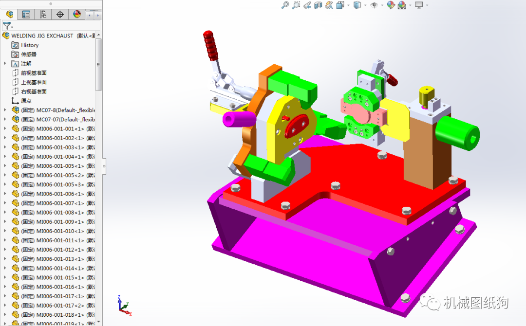 工程機械排氣管焊接夾具模型3d圖紙xt格式