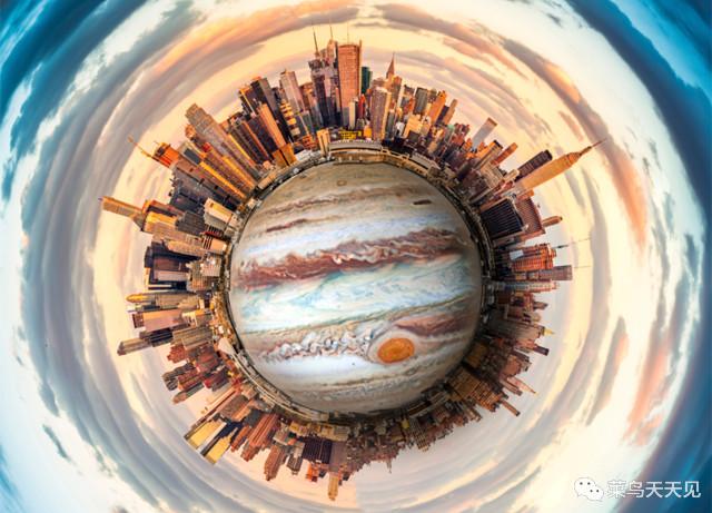 photoshop教程极坐标滤镜制作纽约城市天际线环绕木星特效