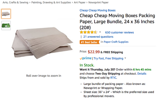 Cheap Cheap Moving Boxes Packing Paper, Large Bundle, 24 x 36 Inches (20#)