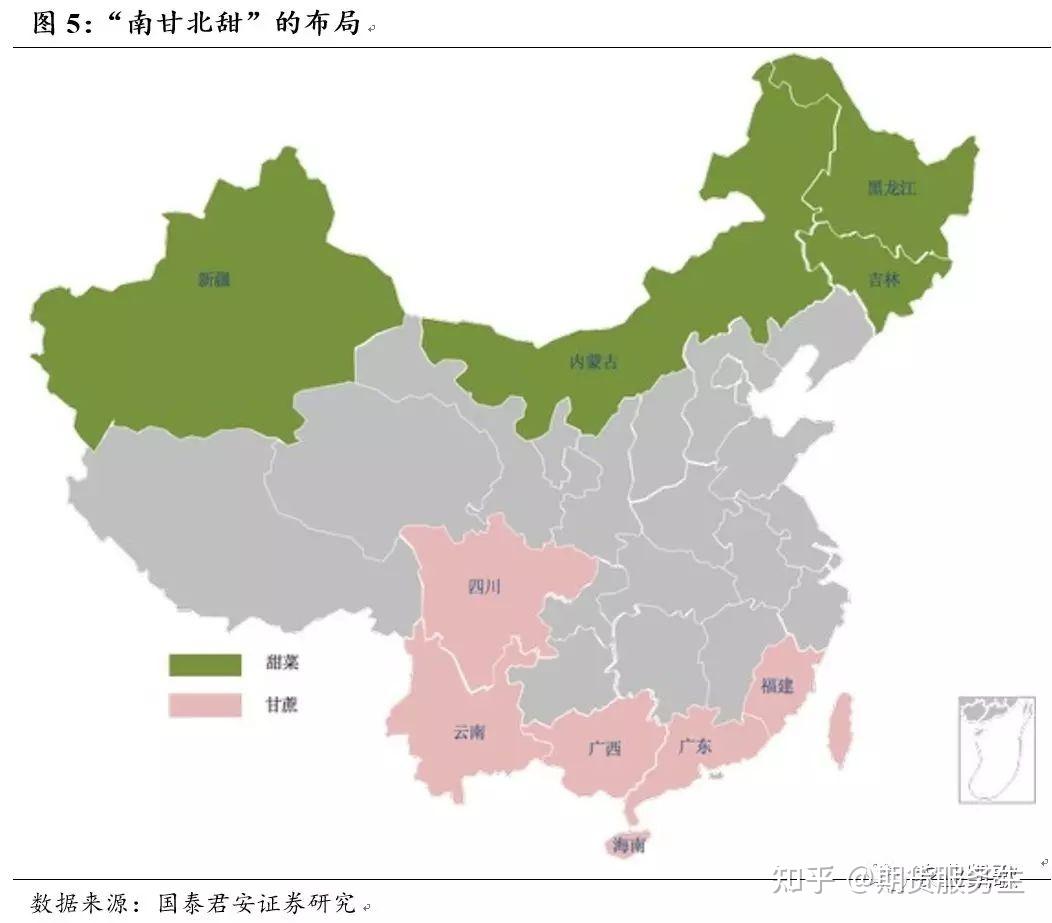 而在国内,这种"南甘北甜"表现得尤为明显:甘蔗制糖业主要分布在广东