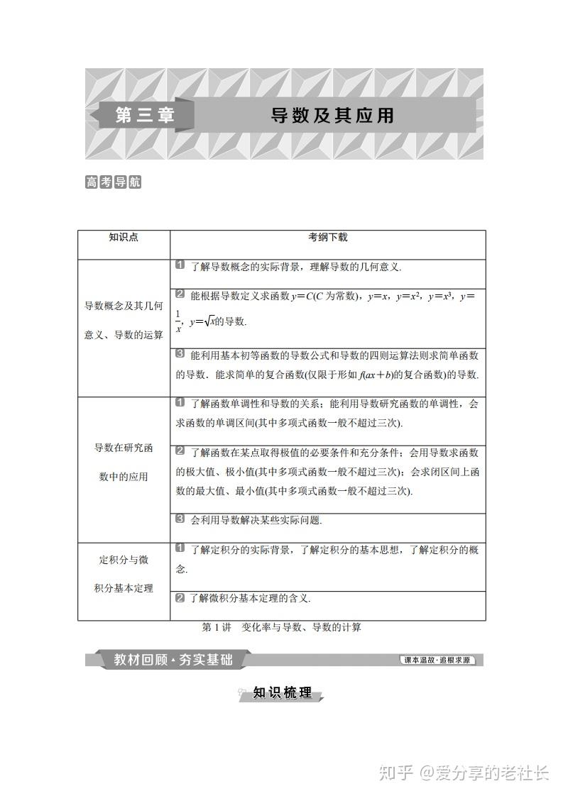 高中数学：导数及其应用考点讲义+例题解析，吃透高考提分没问题- 知乎