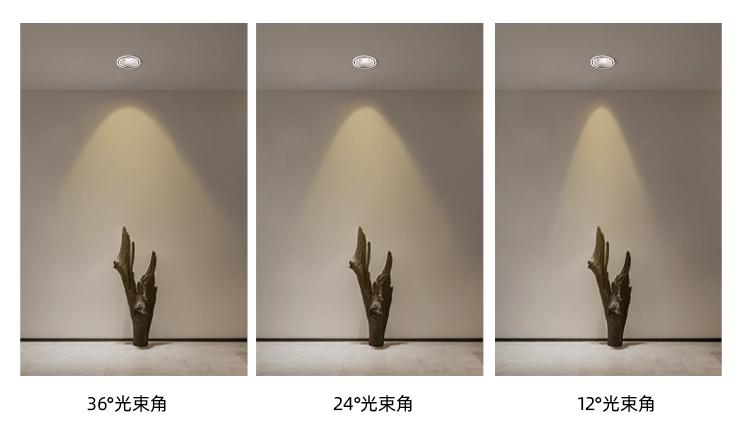 36度三种光束角可选择,不管是焦点式照明,还是局部气氛营造,灯光效果