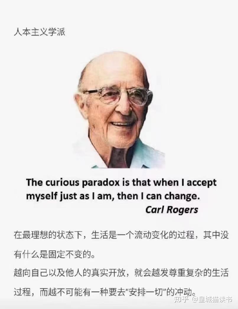 代表人物卡尔-罗杰斯人本主义认为,人有自我的纯主观意识,有自我实现