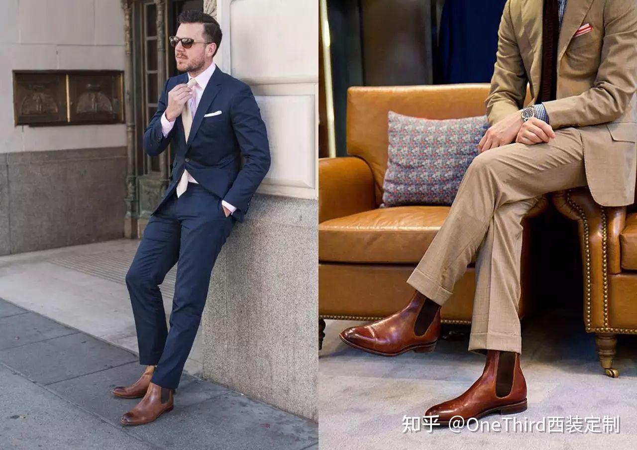 粗花呢西装三件套能搭配切尔西靴吗