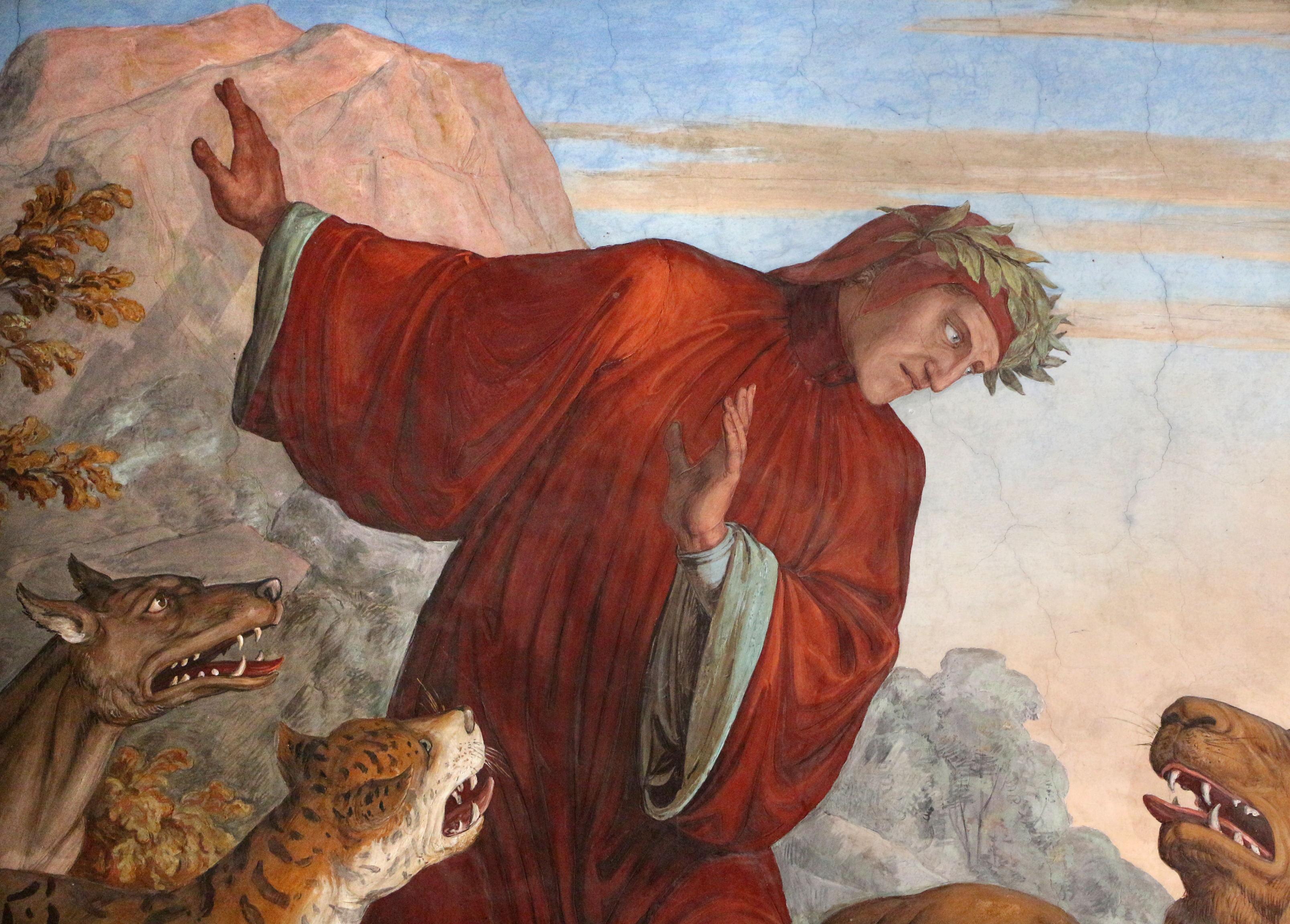 但丁《神曲》图文连载(1):初遇森林三野兽,维吉尔来救(古代手稿插图