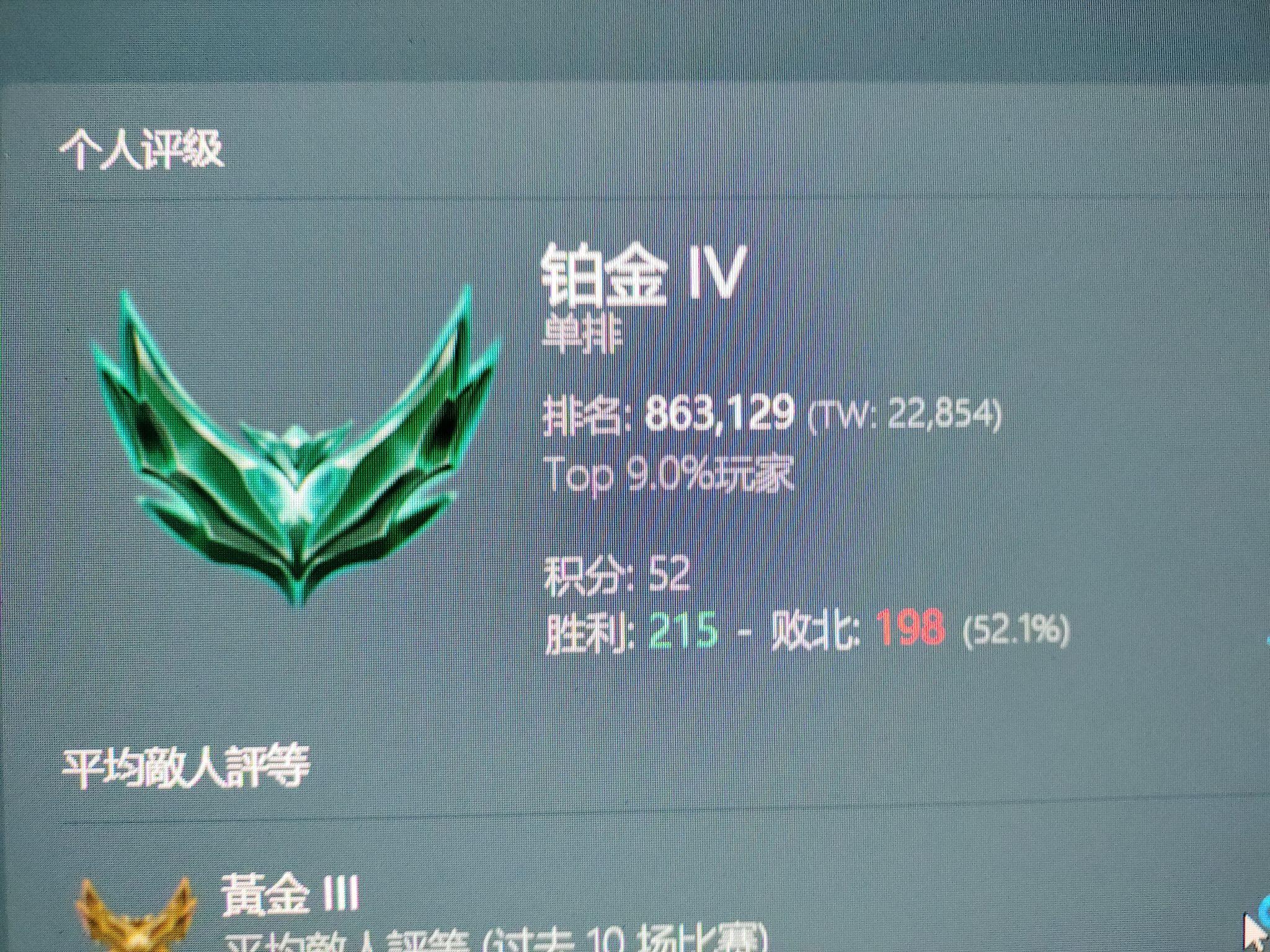 《英雄联盟》铂金段位的人多不多?