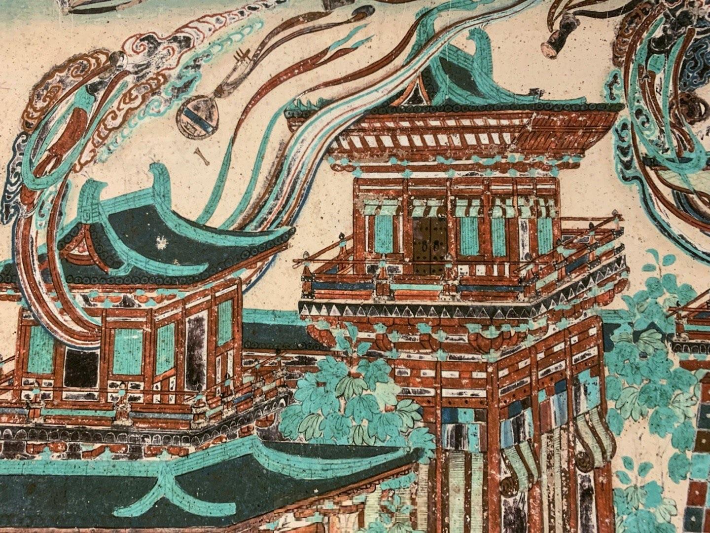 神游千年大美敦煌盛唐217窟北壁观无量寿经变西方净土钟楼韵扬飞天穿