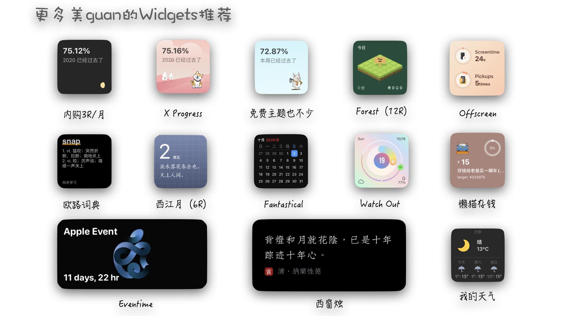 ios 14有哪些优秀的支持widget(小组件)的应用?