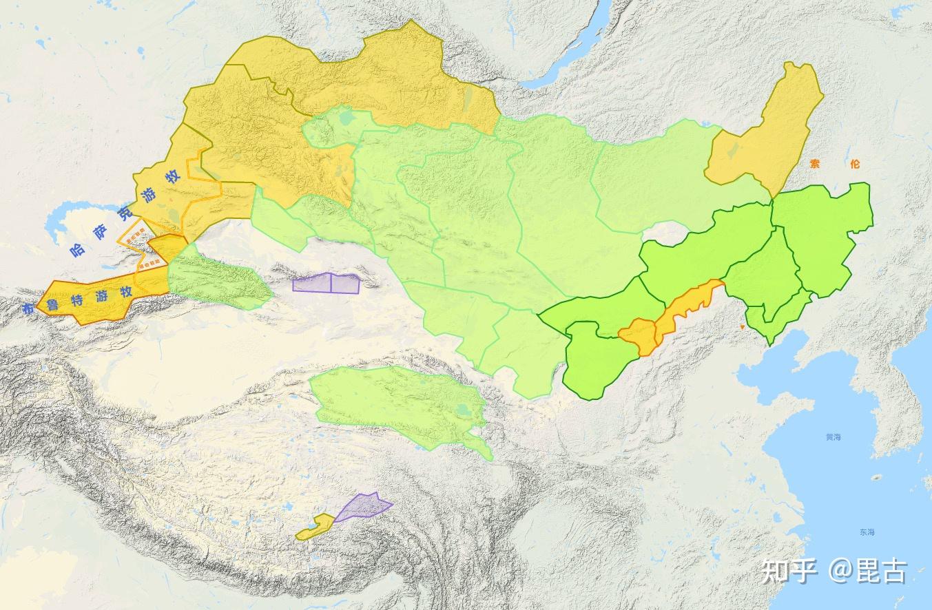 清朝蒙古部落分布图图片