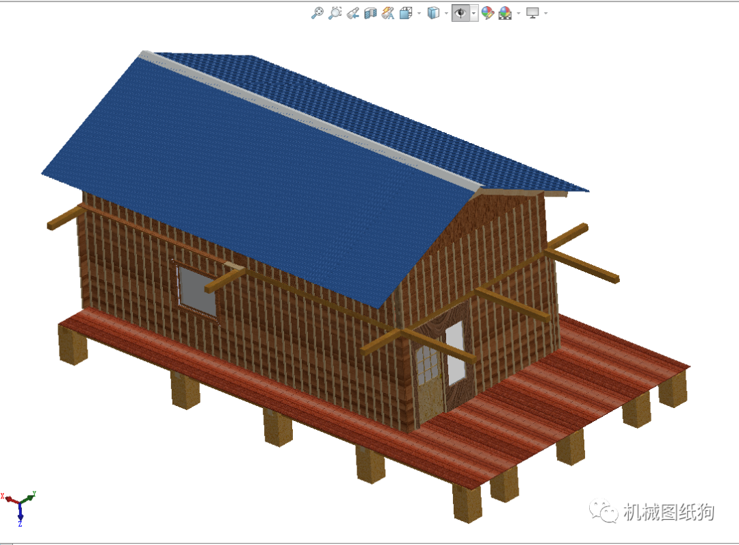 生活藝術woodhouse簡易小木屋模型3d圖紙solidworks設計附step