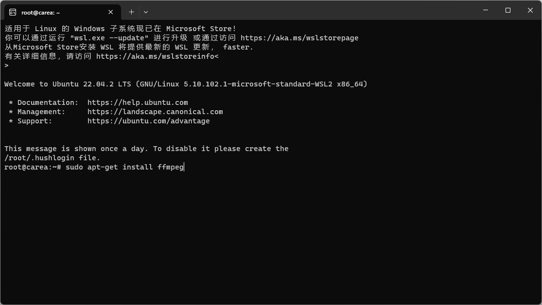 Wsl ubuntu ffmpeg 