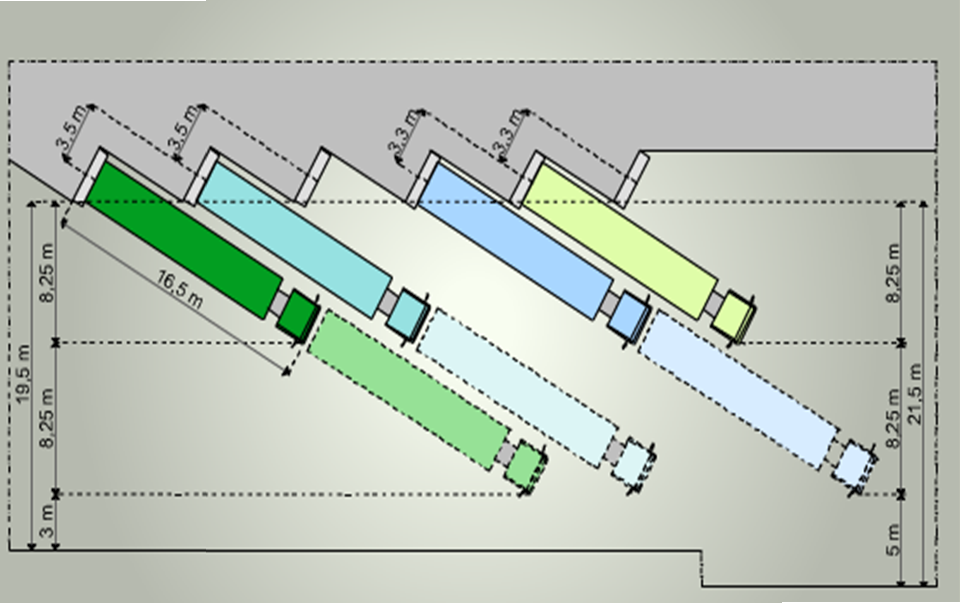 (停车位置距离不够的情况下月台设计)锯齿月台设计