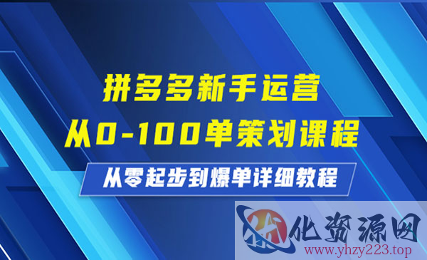 《拼多多新手运营》从0-100单策划课程，从零起步到爆单详细教程_wwz