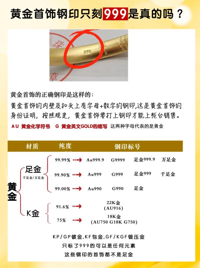 黄金首饰上刻的钢印只有999是真的吗? - 知乎