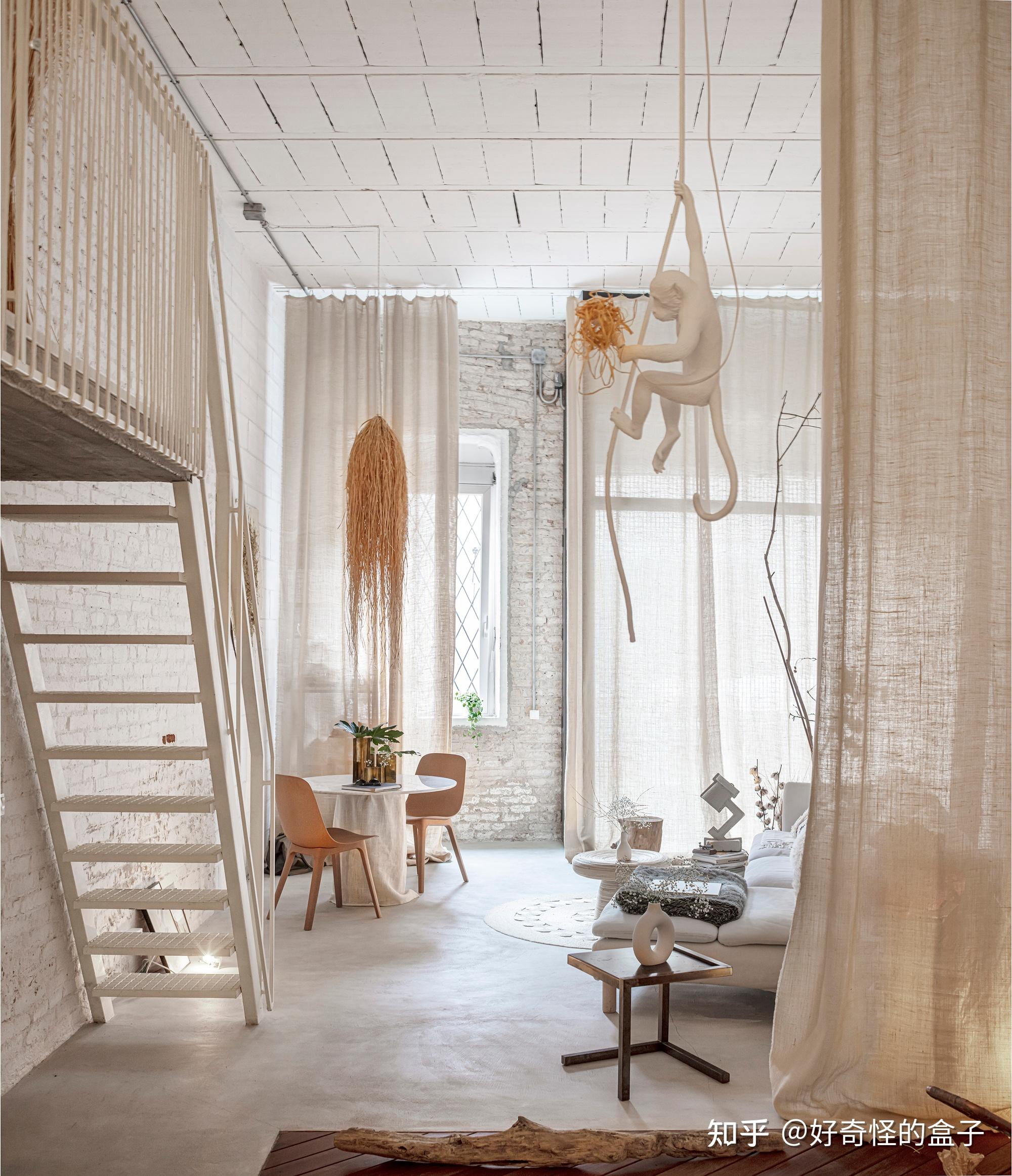 每日设计分享——柔和的奶油色loft,高级又有气质!