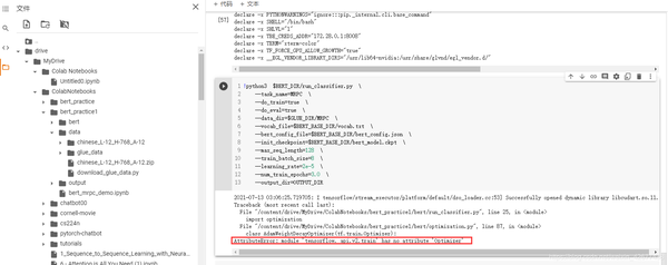 BERT Sentence pair Classification colab tensorflow2 5 