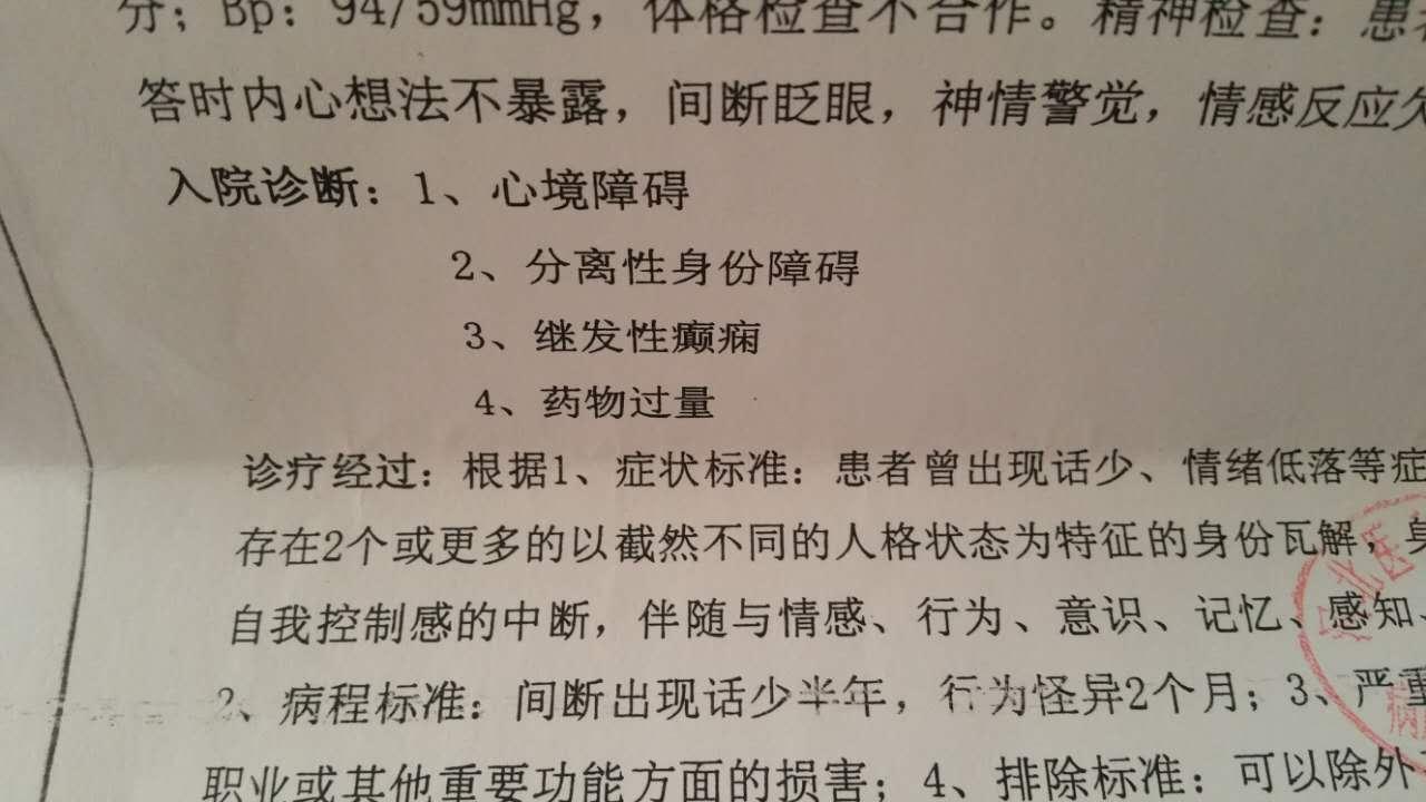 中国现在有确诊的分离性身份识别障碍症病例吗