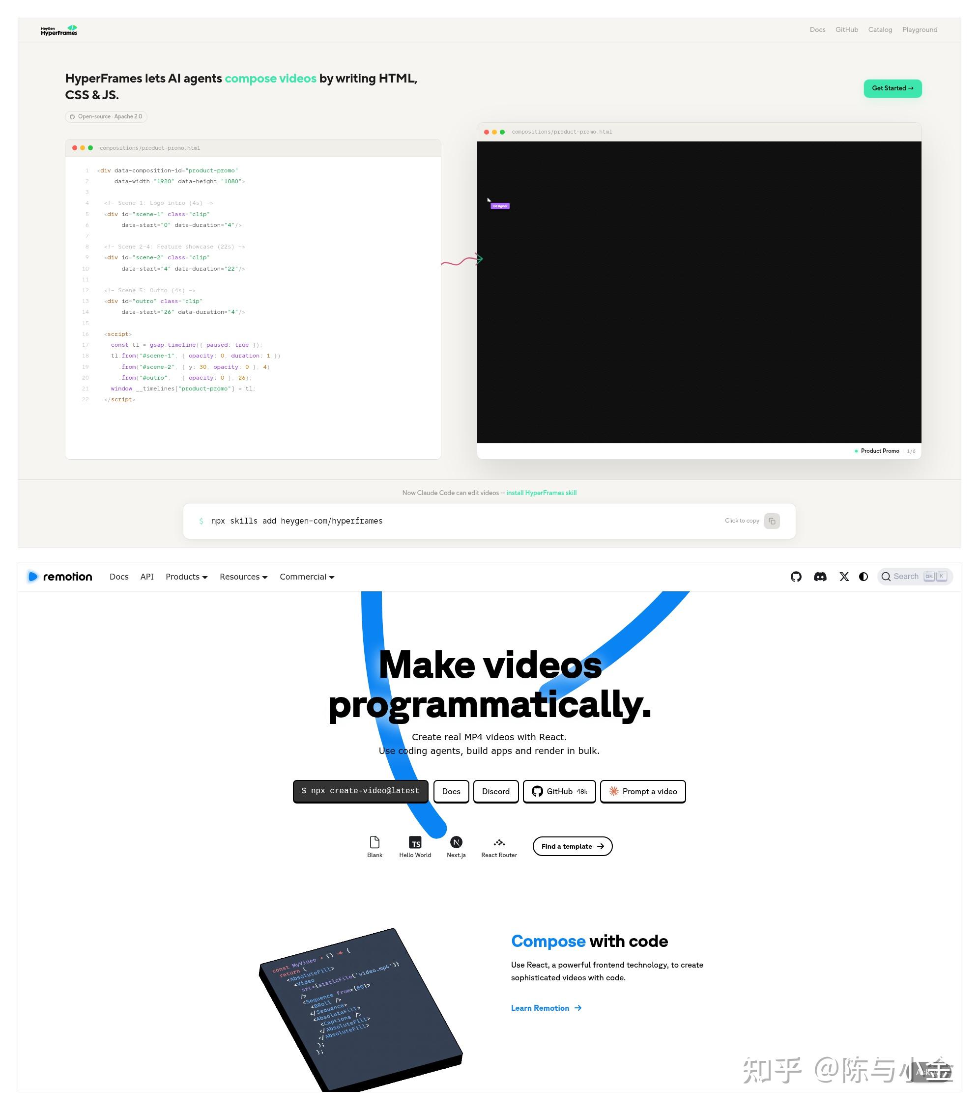 AI 做视频特效,用了 Remotion,我再也不想碰 Hyperframes - 知乎