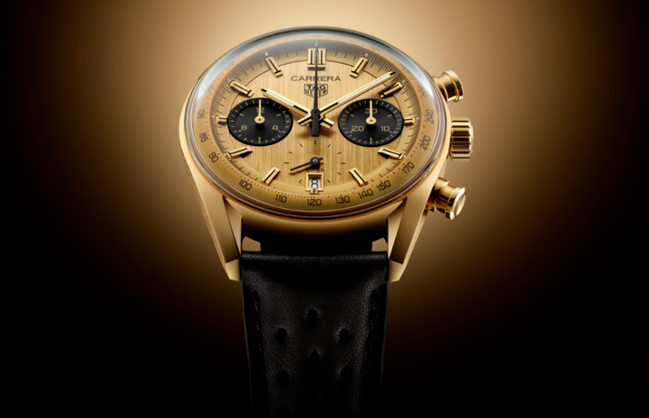 金光灿灿的泰格豪雅卡雷拉熊猫眼计时码表