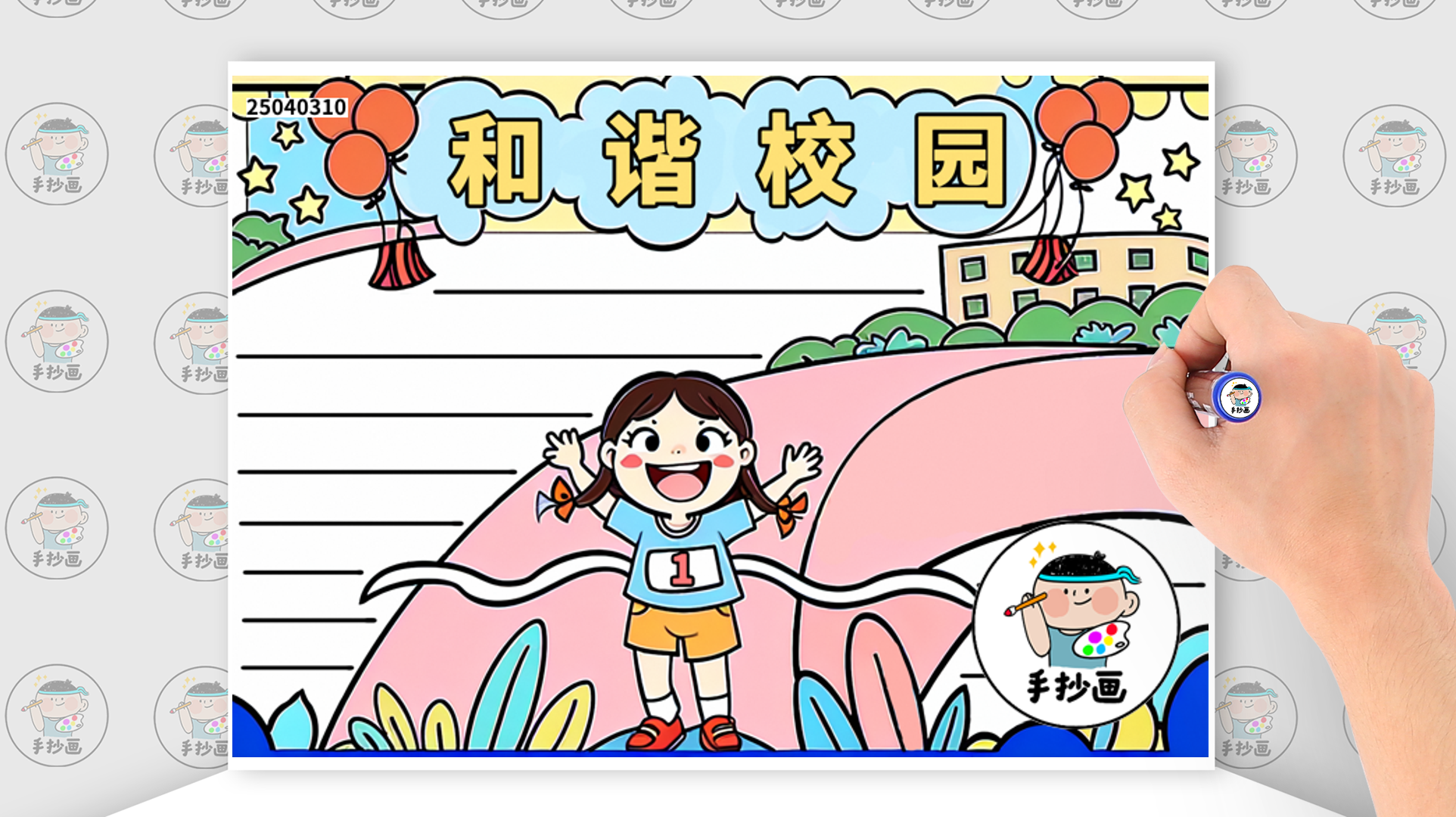 和谐校园手抄报作品模板画法怎样画和谐校园主题的手抄报好看