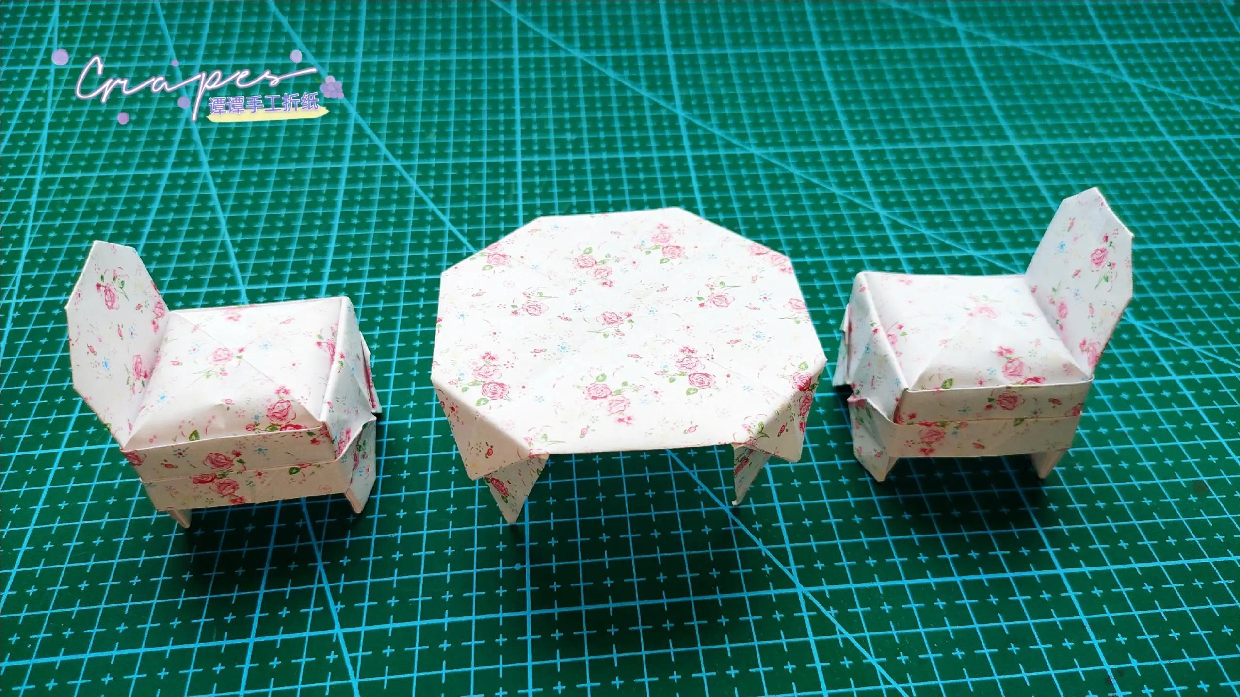 家具篇之小桌子手工折纸一张纸几个步骤的简单餐桌折纸