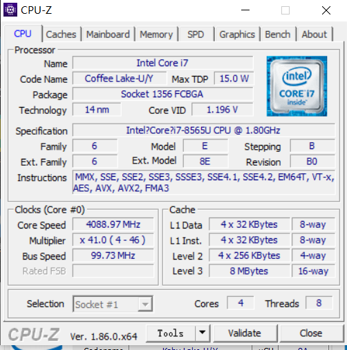 1:用cpu-z读取联想小新air15 2019的cpu③cpu 显卡等详细参数部分