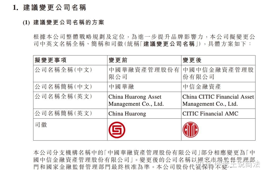 官宣中國華融擬更名中信金融資產聘任徐炯煒擔任副總裁