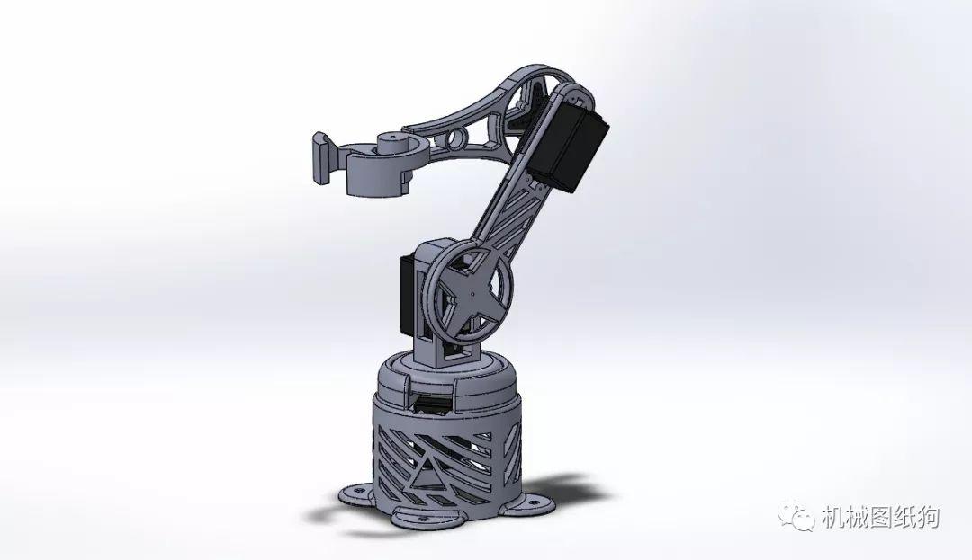 机器人简易适合3d打印的三轴机械臂模型solidworks
