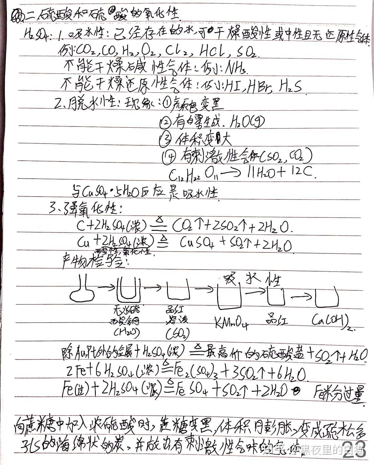 高中化学笔记重点梳理必修一第四章非金属及其化合物