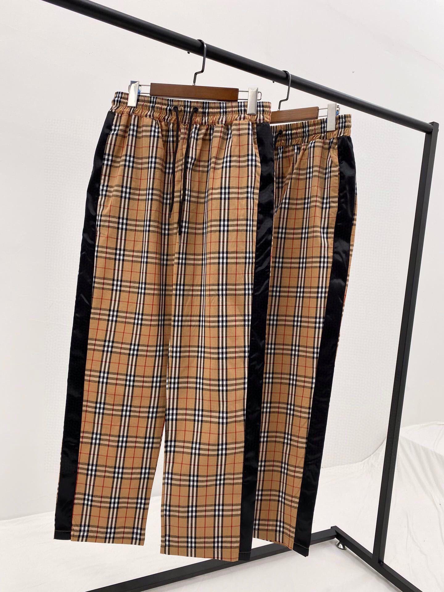 bbr巴宝莉经典格子侧边织带长裤