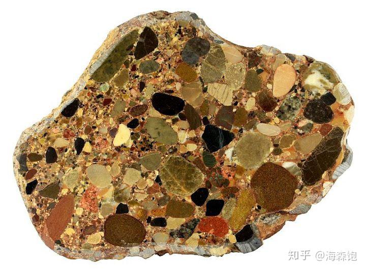 rock made of small stones held together by cement, dried clay