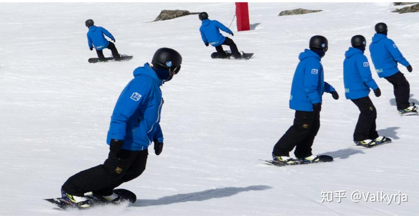 想象你在前刃推坡,现在你需要换刃转,首先慢慢站直身体,此时前刃的抓