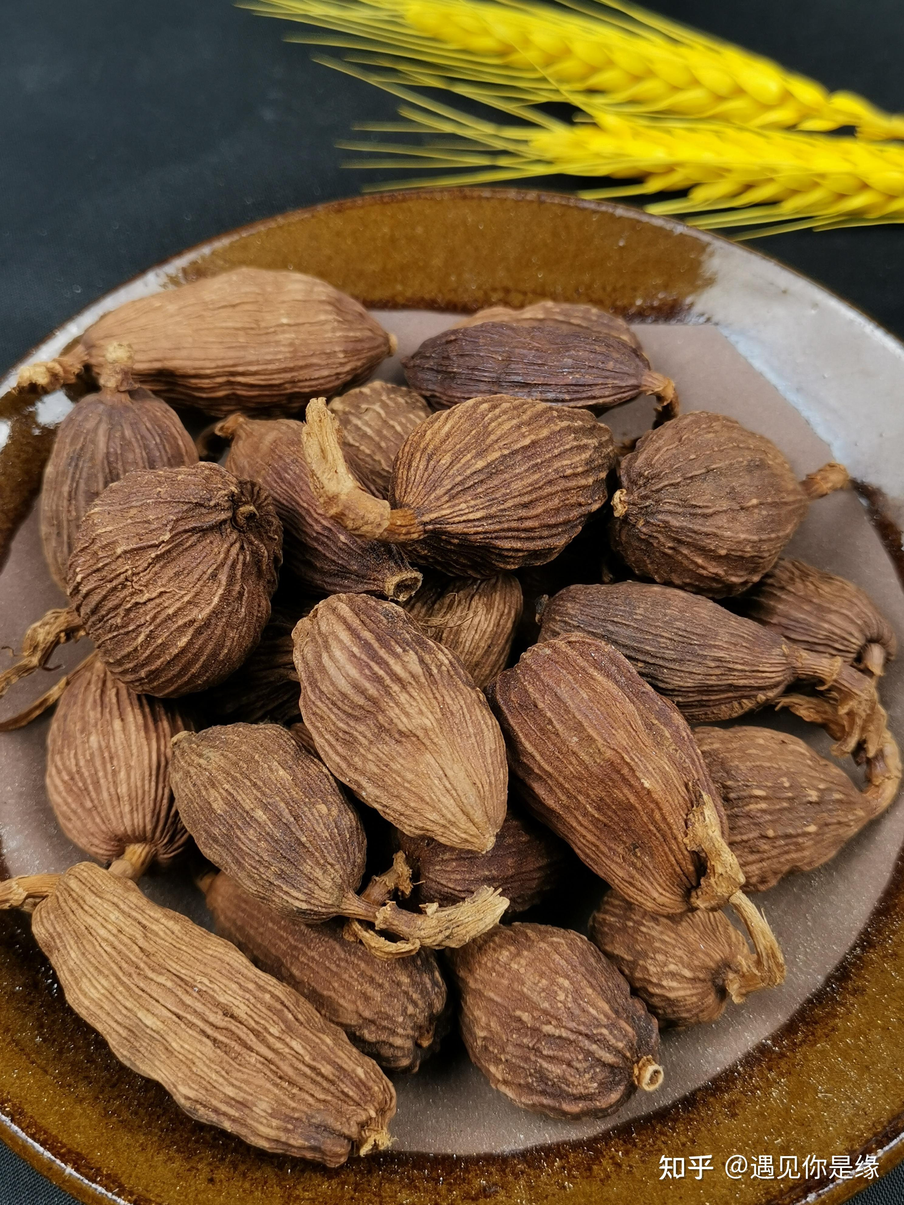 第五:草果,具有独特的烟熏香味,略带辛辣,尝之有微苦味.