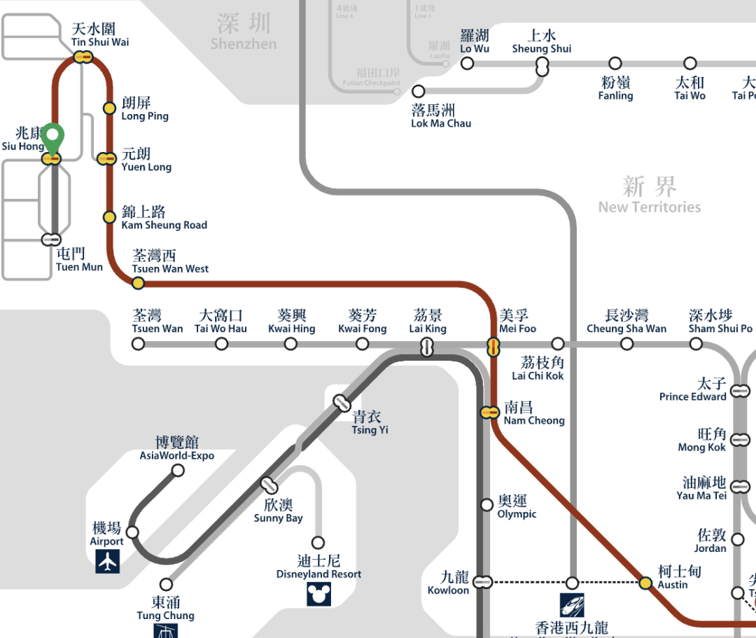 2 地铁区域内兆康地铁站轻铁双铁加持,一站到屯门市中心,三站可到元朗