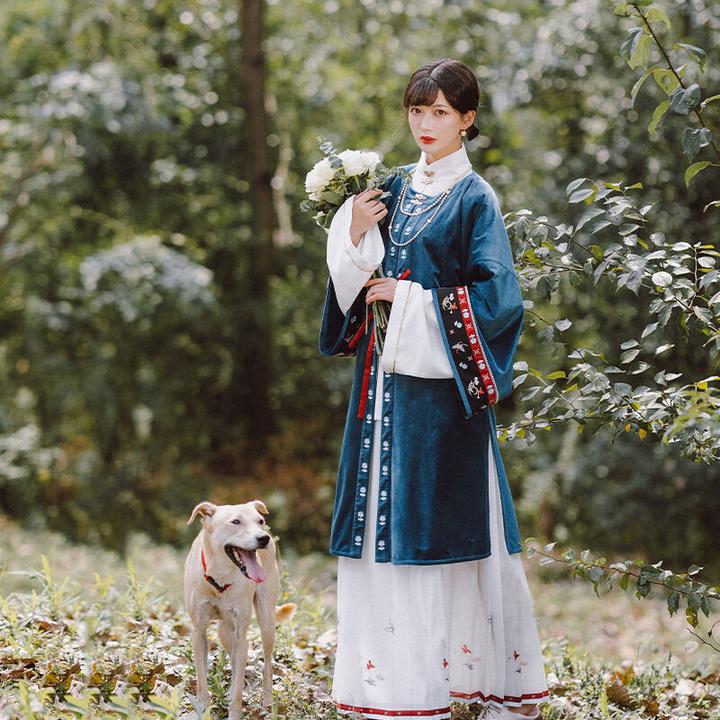 池夏:幽客 圆领对襟长衫百迭裙原创明制中国风改良汉服 淘宝 98.00