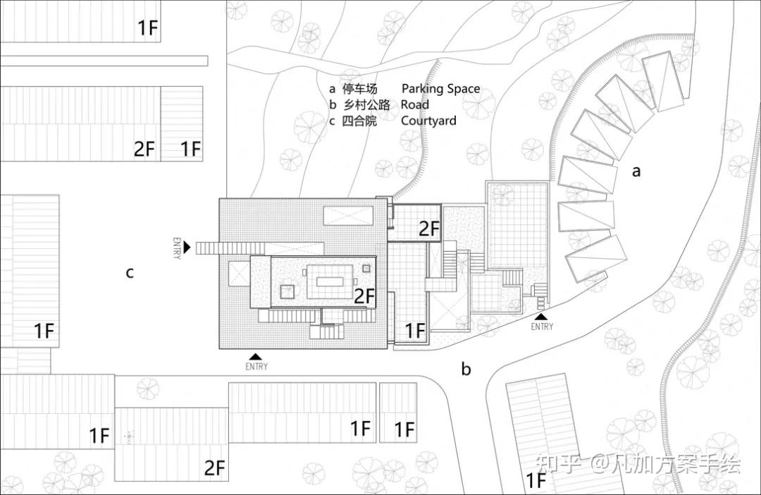 手繪推導圖丨住宅在坡地上的體塊生成邏輯