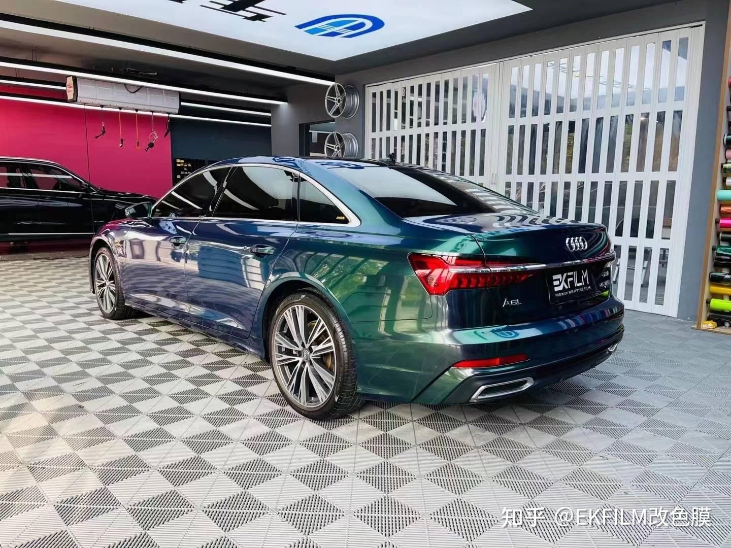 奥迪a6l改色膜ekfilm钻石极光绿