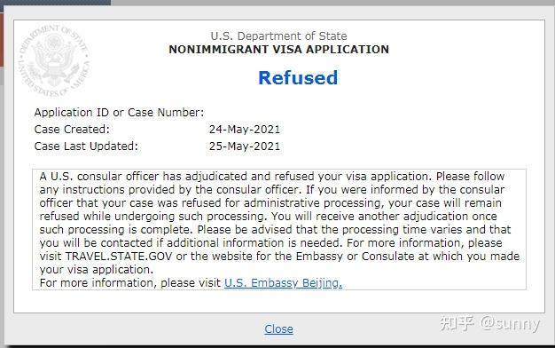美国面签被核查查询显示refused是什么情况