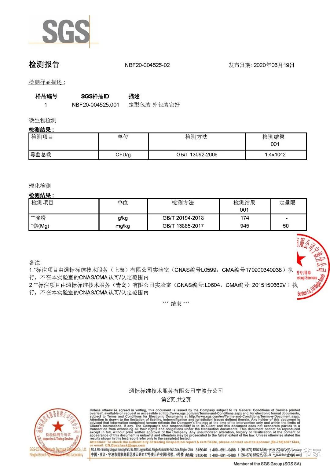 sgs检测报告食品图片