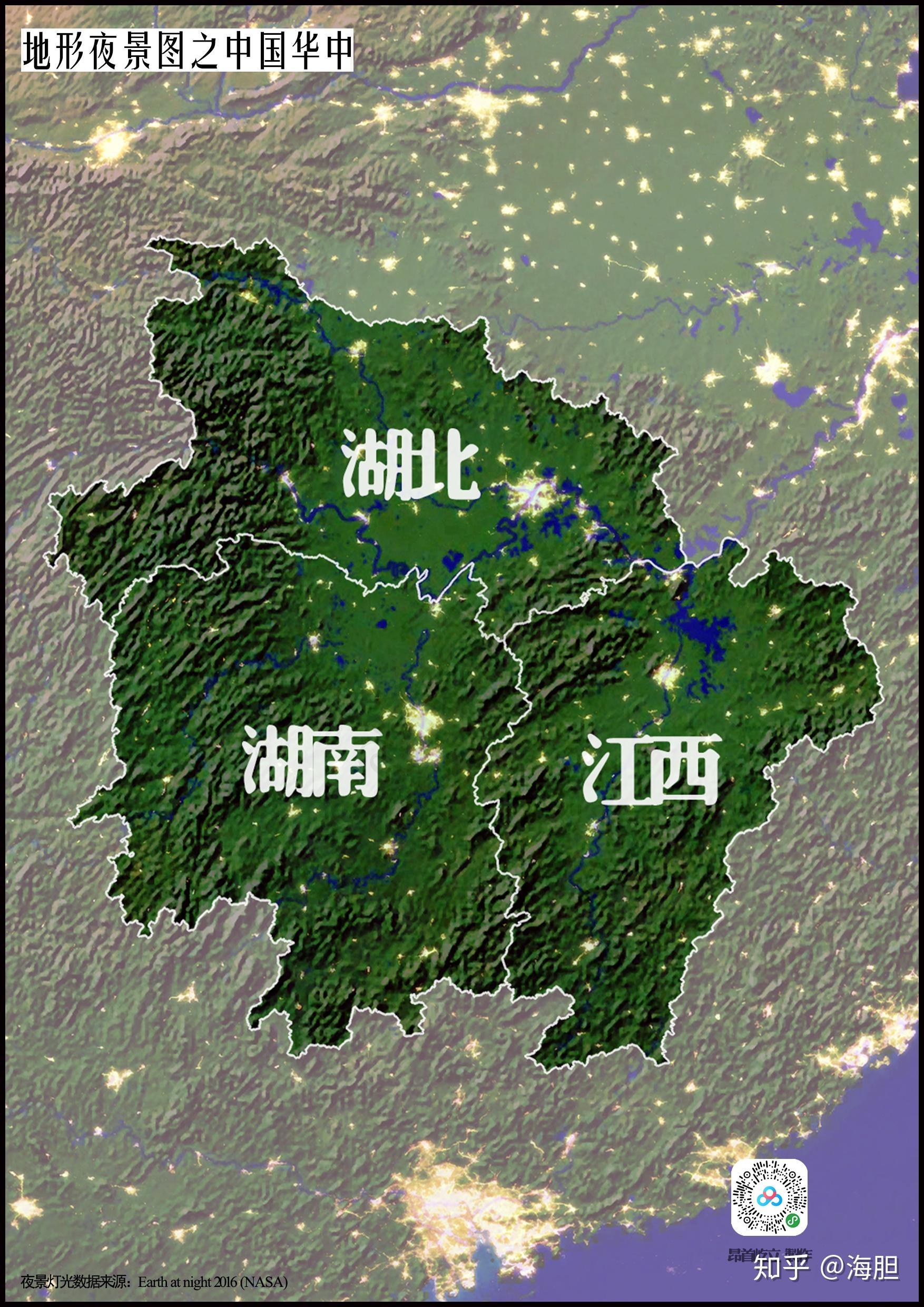 中国各地区的地形夜景图