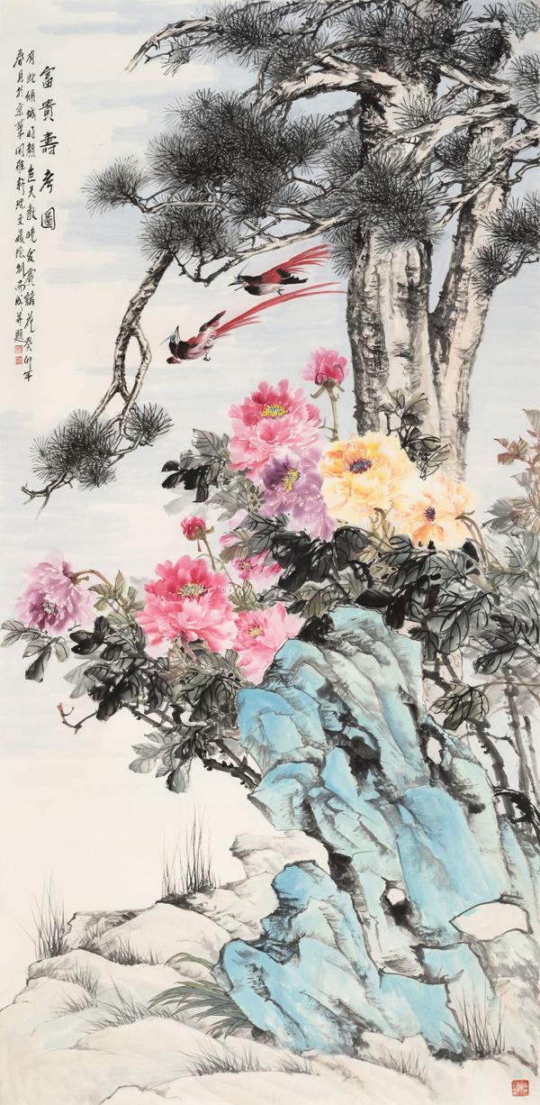 5％OFF】 中国絵画 花鳥画 小鳥と蝶 作家銘有 額入り 中国美術 書画