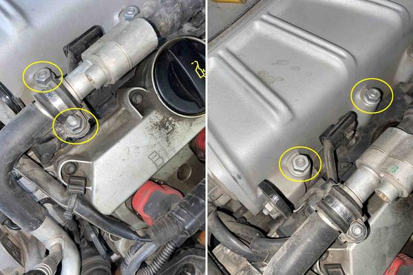 检查气门室罩盖位置发现有轻微的阴有痕迹,不过却没有拆装维修的痕迹.