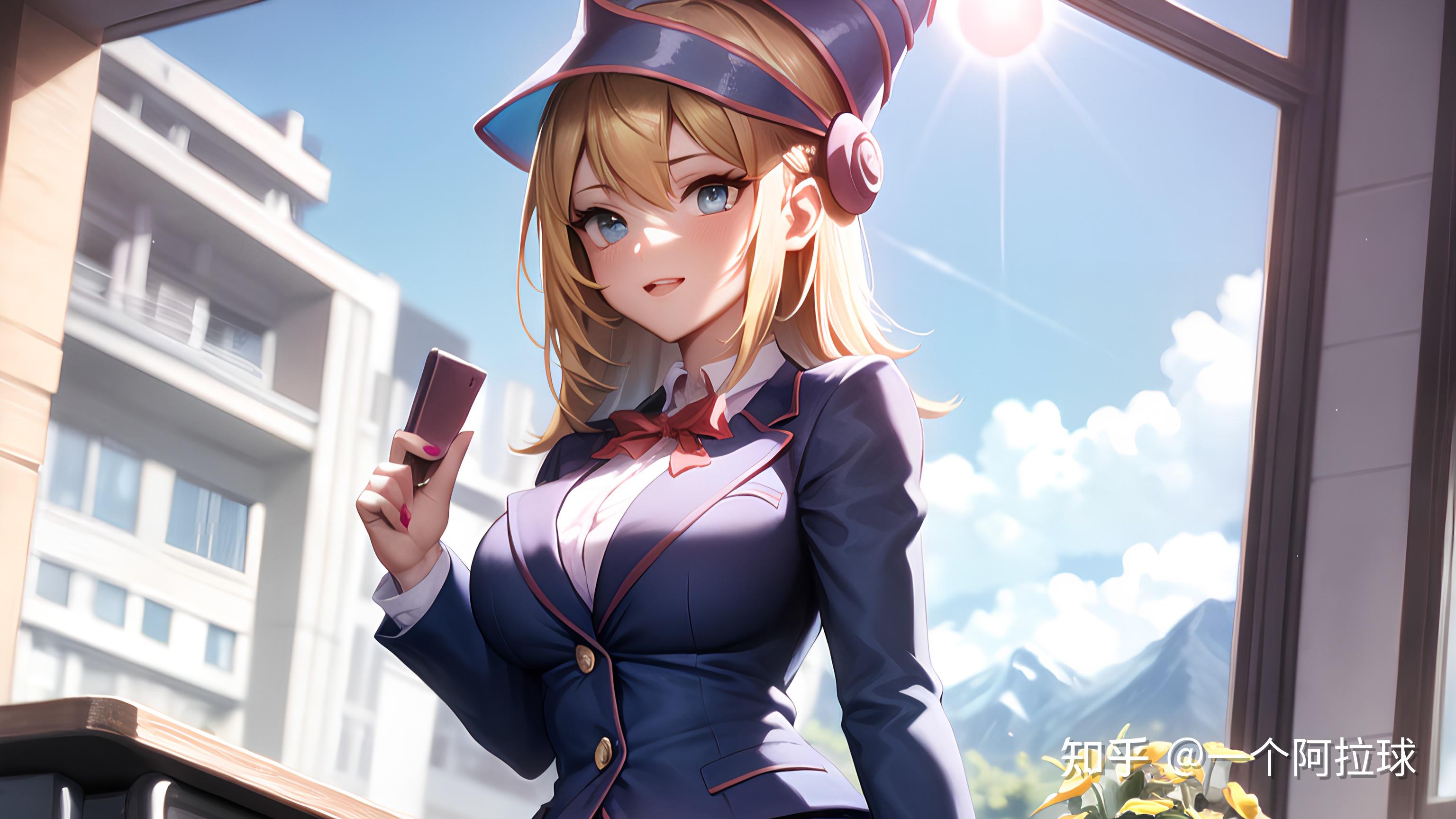 超好看的游戏王壁纸黑魔导女孩穿jk制服高清手机电脑二次元动漫壁纸