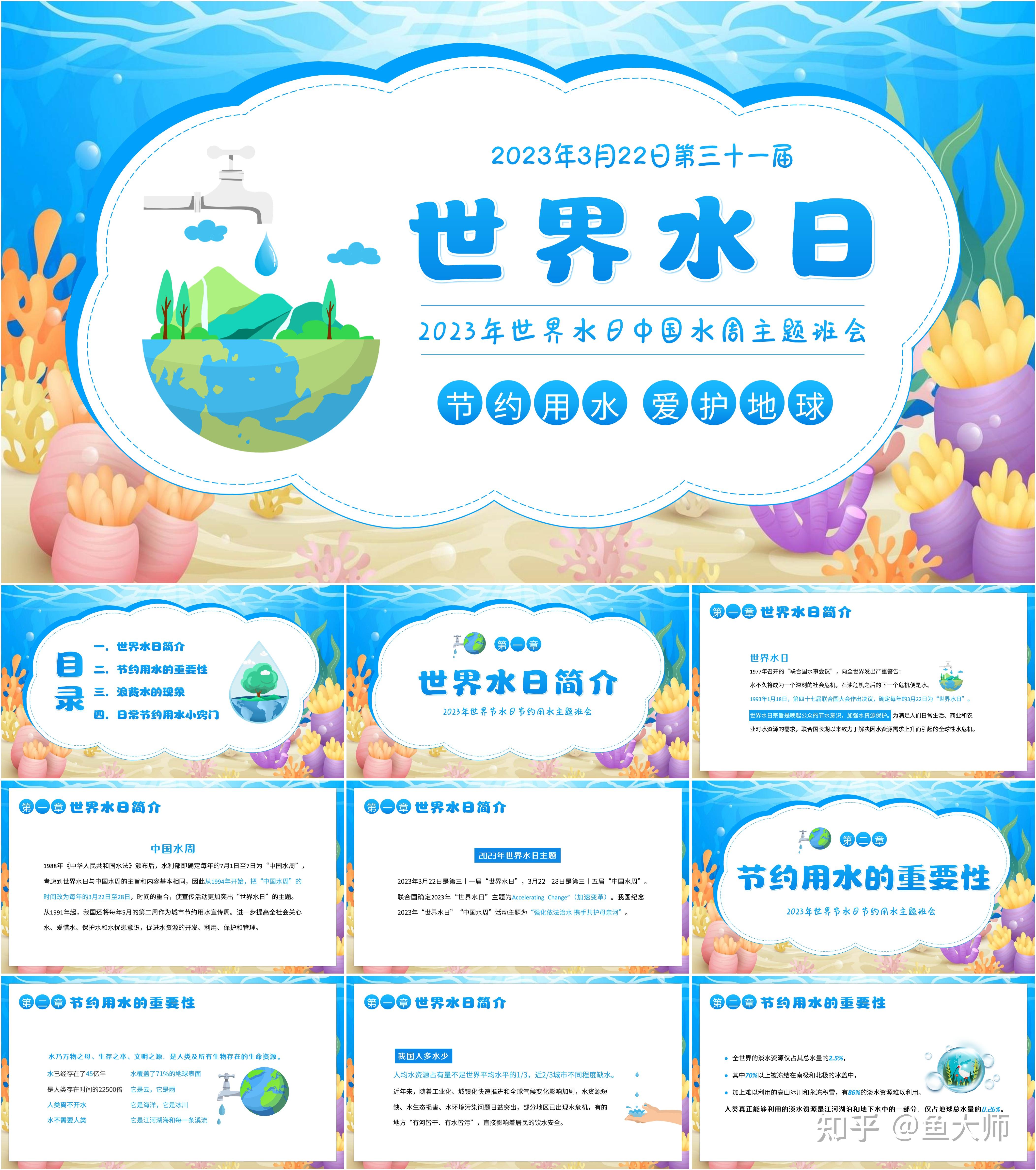 最新15套世界水日&中国水周&节约用水ppt课件!