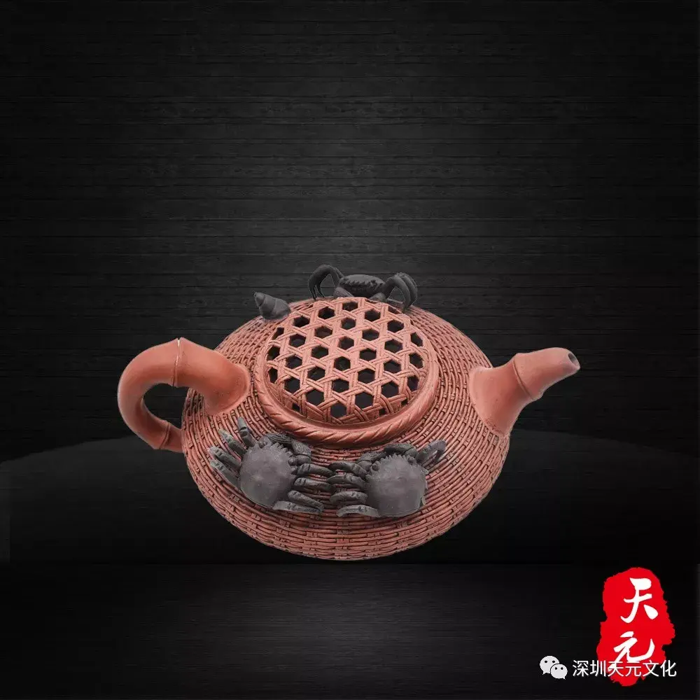 【天元藏·荐】顾景舟款竹编蟹纹紫砂壶