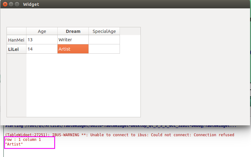 Qt Tablewidget