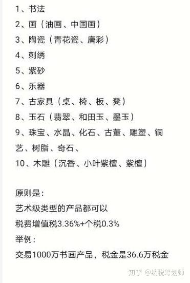 艺术品交易税务筹划 核定征收 扶持政策 知乎