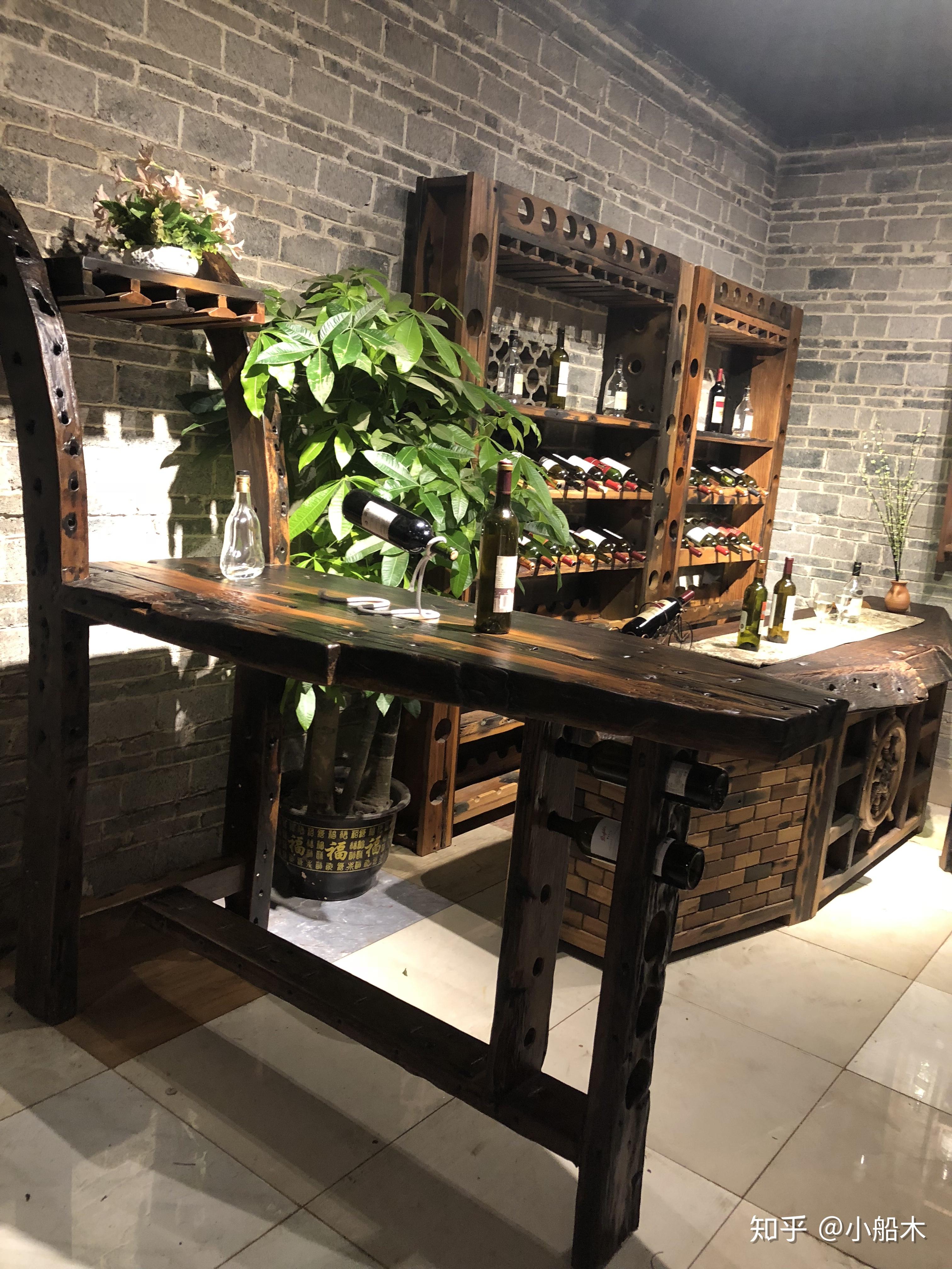 老船木原生态自然红酒柜酒吧台酒吧柜古色古香